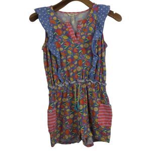 Matilda Jane Girls Tutti Fruity Colorful Fruit Print Ruffled Romper Multi 14